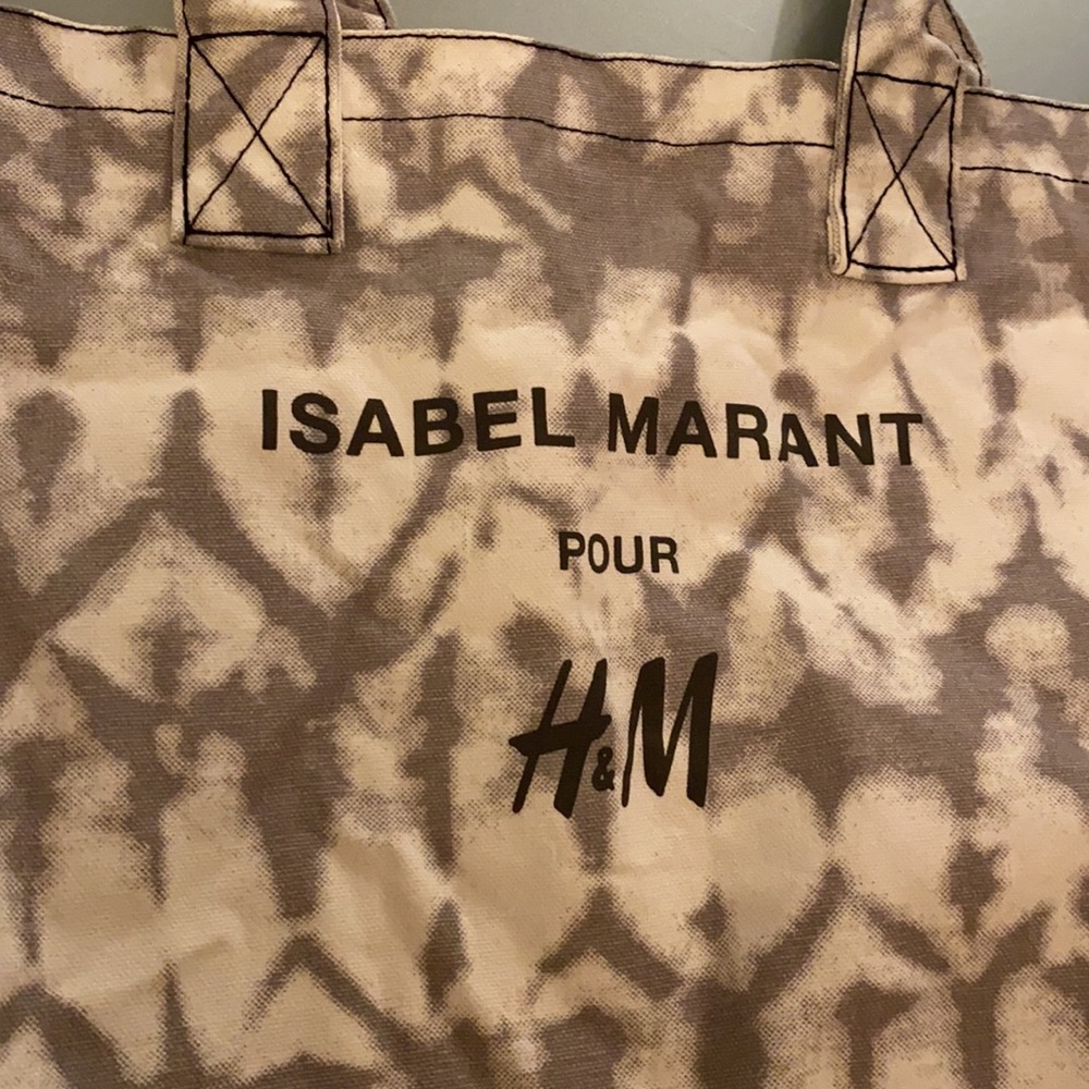 Isabel Marant pour H&M grey/white canvas tote bag